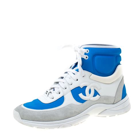 chanel high top sneakers blue|chanel sneakers price euro.